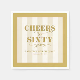 Guardanapo De Papel Personalized Gold 60th Birthday Party Paper Napkin