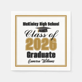Guardanapo De Papel Personalized Gold Class of 2026 Graduation Party