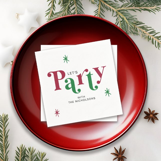 Guardanapo De Papel Personalized Holiday Let's Party Festive (Criador carregado)