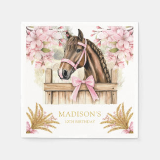 Guardanapo De Papel Personalized Horse Napkin – Blush Pink Country