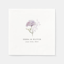 Guardanapo De Papel Personalized Lavender hydrangea Watercolor Wedding