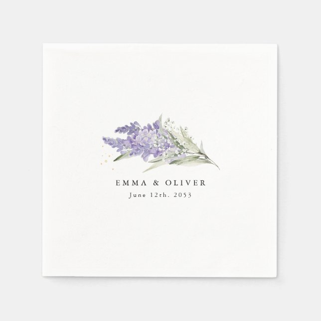 Guardanapo De Papel Personalized Lavender & Sage Green Floral Wedding (Frente)