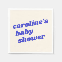Guardanapo De Papel Personalized Modern Blue Retro Baby Boy Shower 