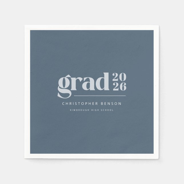 Guardanapo De Papel Personalized Modern Slate Blue 2026 Graduation (Frente)