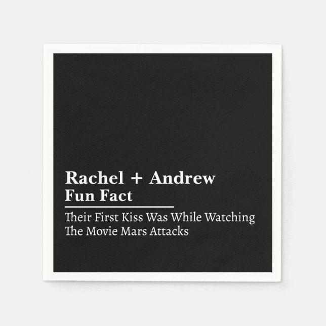 Guardanapo De Papel Personalized Name Stylish Fun Fact Wedding Napkins (Frente)