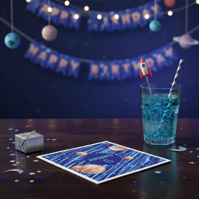 Guardanapo De Papel Personalized Outer Space Galaxy Birthday (Criador carregado)