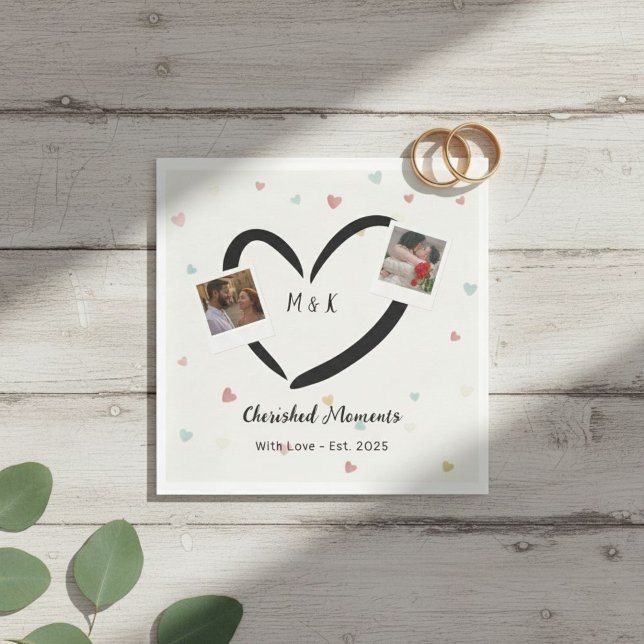 Guardanapo De Papel  Personalized Paper Napkins with  Two Photos, Name (Criador carregado)