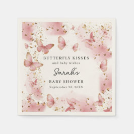 Guardanapo De Papel Personalized Pink Butterfly Baby Shower Napkins