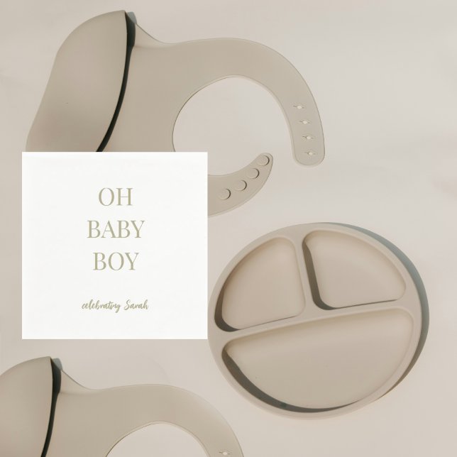 Guardanapo De Papel Personalized Sage Green Baby Boy Shower (Criador carregado)