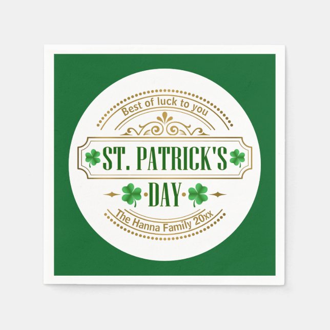 Guardanapo De Papel Personalized St. Patrick's Day I Luck of the Irish (Frente)