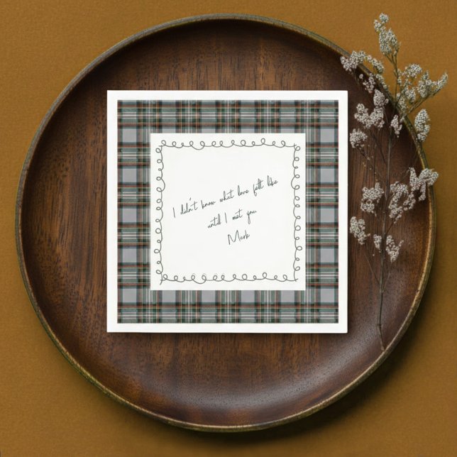 Guardanapo De Papel Personalized Tartan Border Love Note Napkin  (Criador carregado)