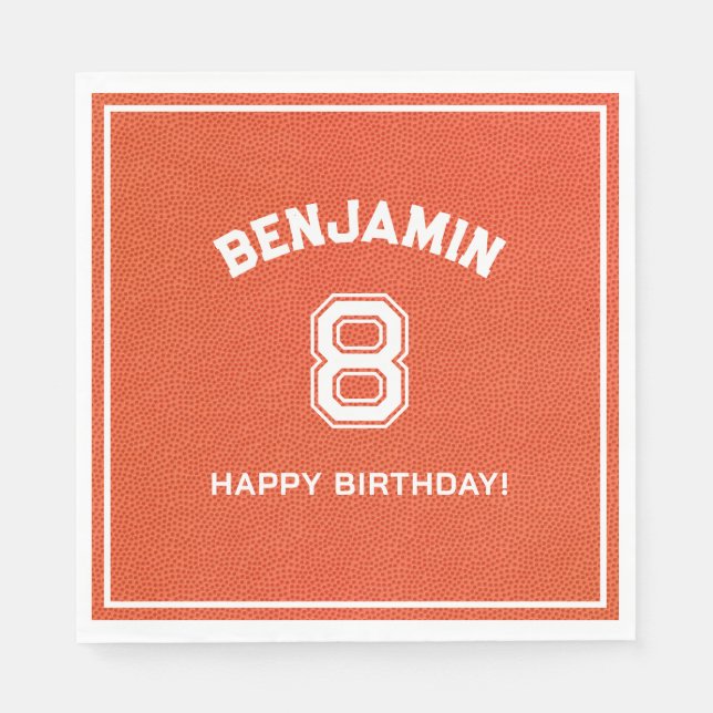 Guardanapo De Papel Personalized textured Basketball Party kids Napkin (Frente)