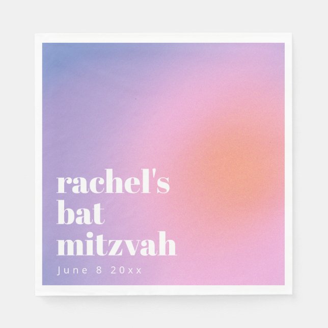 Guardanapo De Papel Personalized Trendy Lavender Purple Bat Mitzvah (Frente)