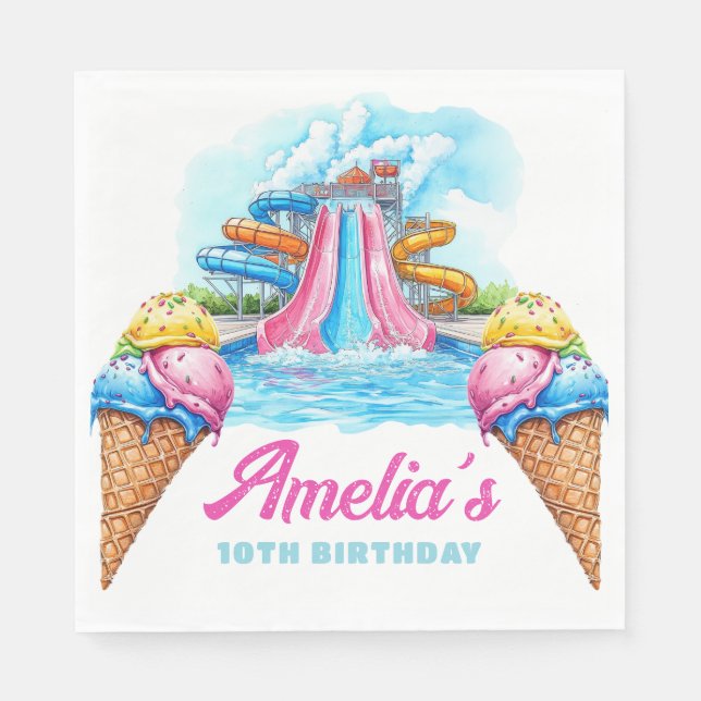 Guardanapo De Papel Personalized Waterpark Party Birthday (Frente)