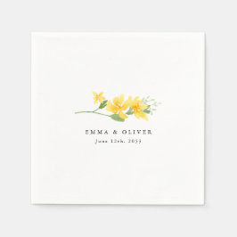 Guardanapo De Papel Personalized Yellow Floral Rose Wedding Napkins