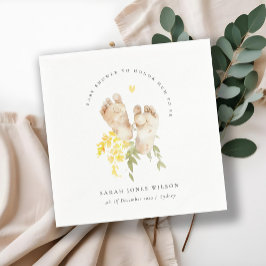 Guardanapo De Papel Pés-Bebês Amarelo Floral Gênero Neutro Chá de fral