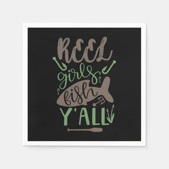 Guardanapo De Papel Pesca Arte Real Raparigas Peixes Yall (Frente)