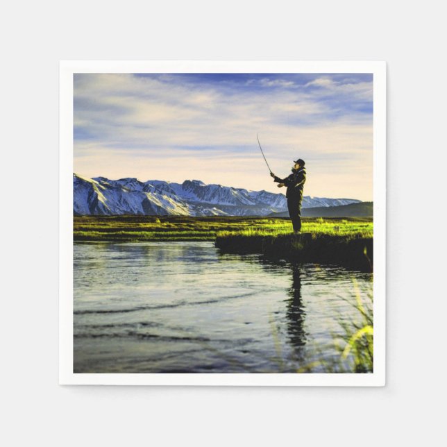 Guardanapo De Papel Pesca Mountain Lake Fish (Frente)