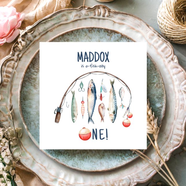 Guardanapo De Papel Pescar O-Peixe-Ally O Grande Aniversário De Um Men (Criador carregado)