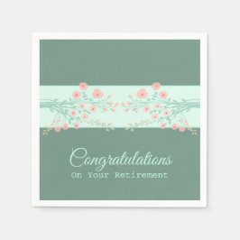 Guardanapo De Papel Pêssego Teal E Floral Rosa