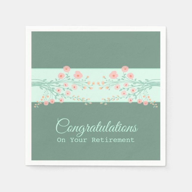 Guardanapo De Papel Pêssego Teal E Floral Rosa (Frente)