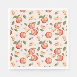 Guardanapo De Papel Pêssegos e Blossomas de Aquarela Botânica