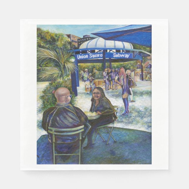 Guardanapo De Papel Pessoas Apaixonadas Jogando no Parque, NYC (Frente)