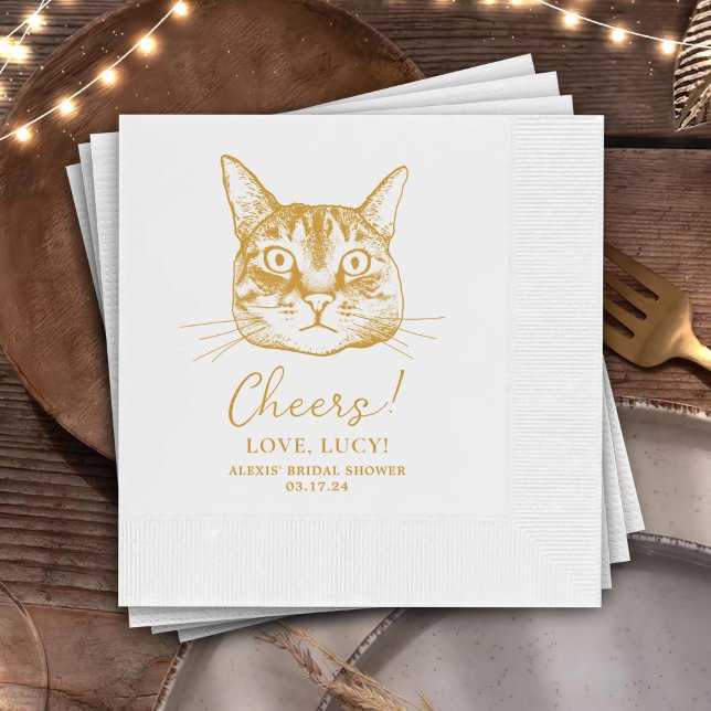 Guardanapo De Papel Pet Cat Cheia Cocktail Personalizado Napkin (Criador carregado)