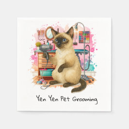 Guardanapo De Papel Pet Grooming watercolor style for cat lovers