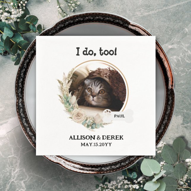 Guardanapo De Papel Pet Name Dog Cat Foto Personalizada Wreath Casamen (Criador carregado)