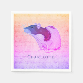 Guardanapo De Papel Pet Rat Rosa Adiciona Seu Rato De Nome