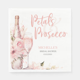 Guardanapo De Papel Pétalas de Boho Cor-de-Rosa e Prosecco Floral