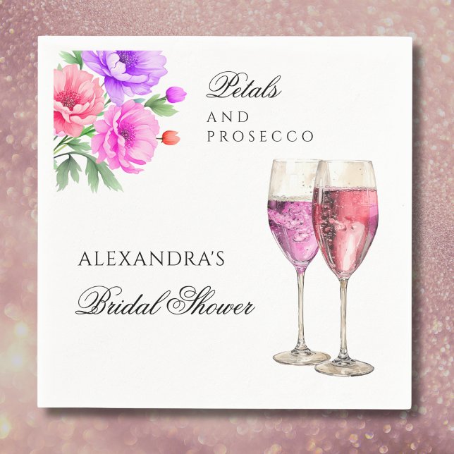 Guardanapo De Papel Pétalas de Peônia Rosa e Chá de Bebê com Prosecco (Criador carregado)