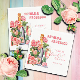 Guardanapo De Papel Pétalas e Bridal Shower de Garrafa de Prosecco e R