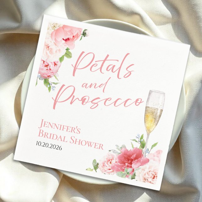 Guardanapo De Papel Pétalas e Prosecco | Chá de panela de Jardim Selva (Criador carregado)