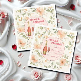 Guardanapo De Papel Pétalas e Prosecco Dourado Floral Chá de Noiva