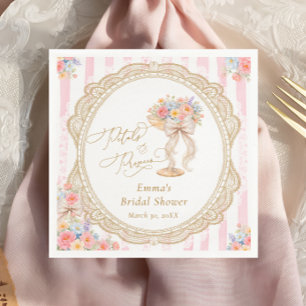 Guardanapo De Papel Pétalas e Prosecco Rosa e Dourado Chá de Noiva