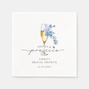 Guardanapo De Papel Pétalas Florais Azul Dusty e Chá de panela Prosecc