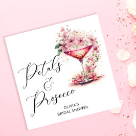 Guardanapo De Papel Pétalas Florais Rosa e Prosecco Bridal