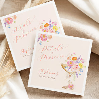 Guardanapo De Papel Petals & Prosecco Floral Bridal Shower Napkins