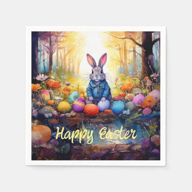 Guardanapo De Papel Peter Easter Bunny com Ovos de Páscoa (Frente)