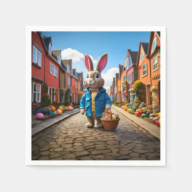 Guardanapo De Papel Peter Easter Bunny Ovos Cesta de Páscoa (Frente)