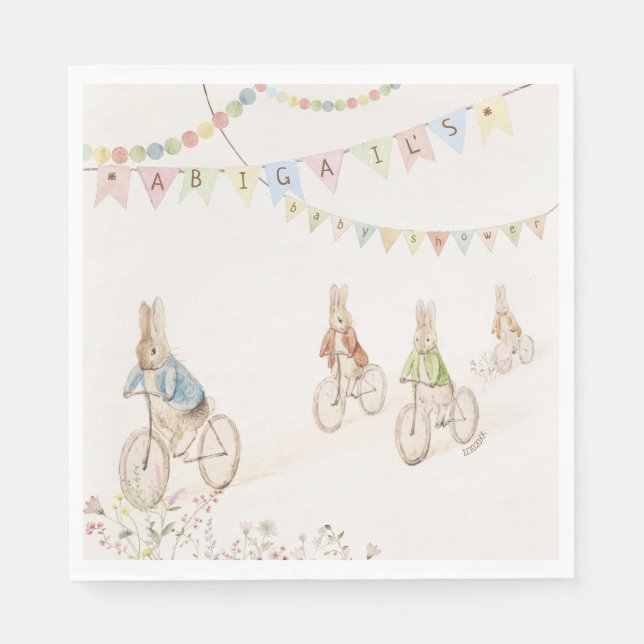 Guardanapo De Papel Peter, o Chá de fraldas neutro do coelho (Frente)