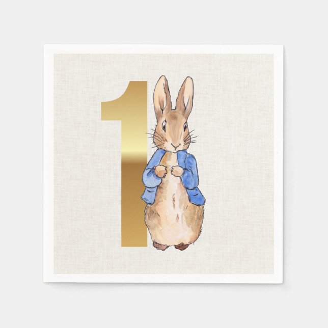 Guardanapo De Papel Peter o coelho Primeiro aniversário (Frente)