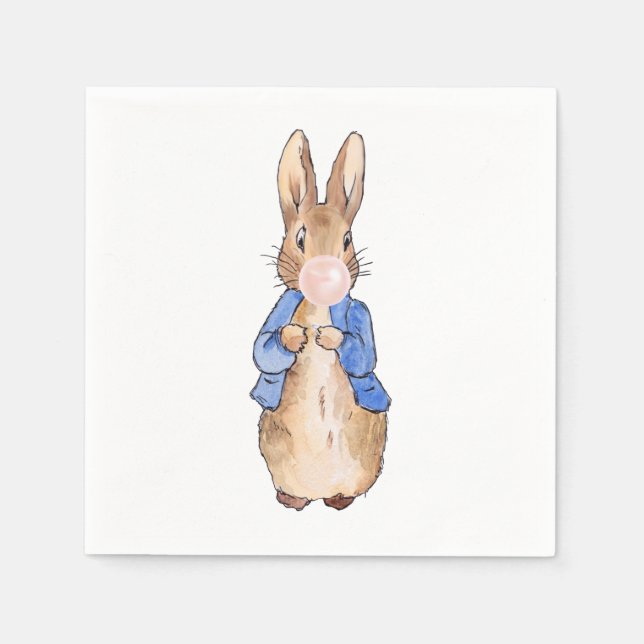 Guardanapo De Papel Peter o Rabbit soprando uma pastilha branca (Frente)