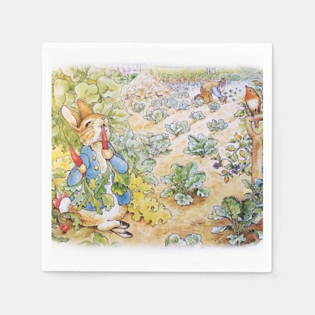 Guardanapo De Papel Peter the Rabbit Comendo Cenouras (Frente)