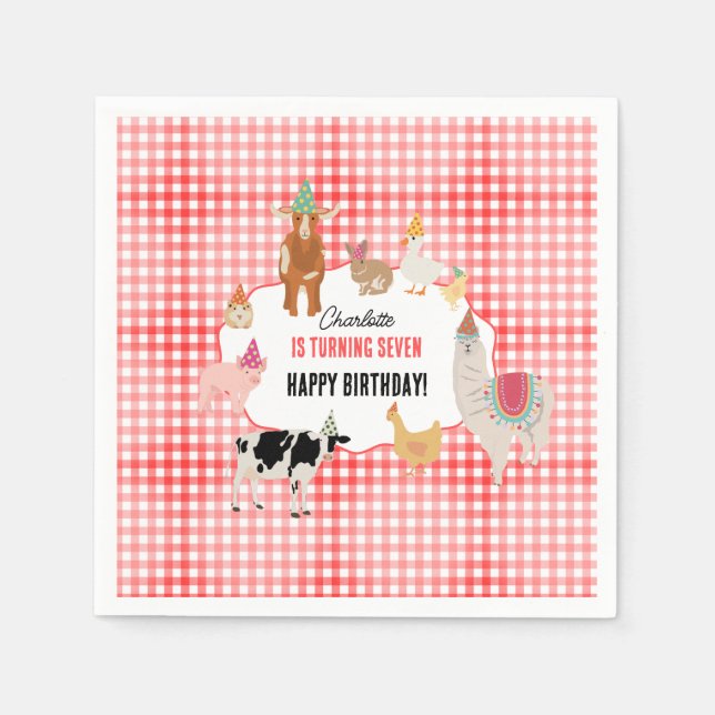 Guardanapo De Papel Petting Zoo Party Animals Barnyard Birthday Kids (Frente)