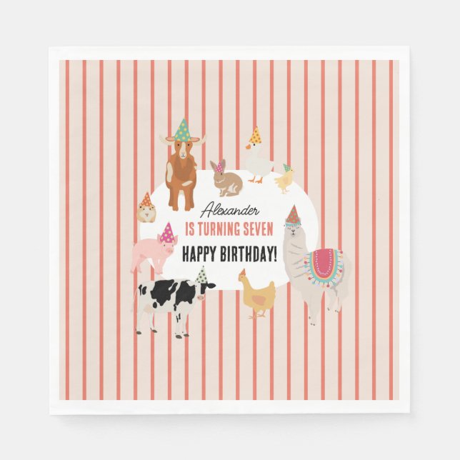 Guardanapo De Papel Petting Zoo Party Animals Barnyard Birthday Theme (Frente)