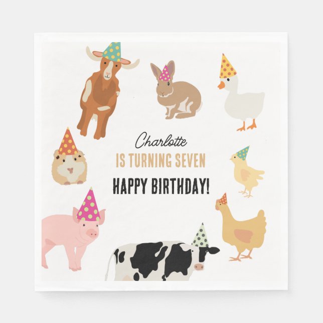 Guardanapo De Papel Petting Zoo Party Animals Barnyard Birthday Theme (Frente)