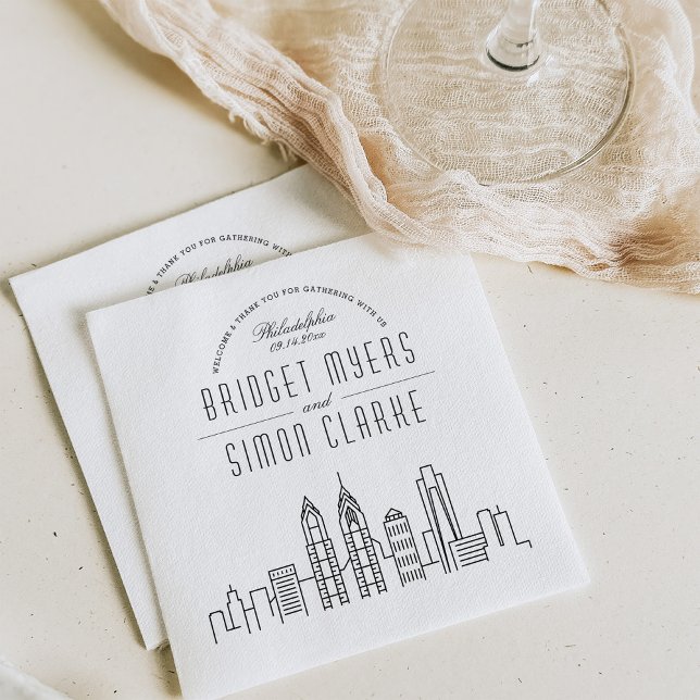 Guardanapo De Papel Philadelphia Deco Skyline | Casamento Nápoles (Criador carregado)